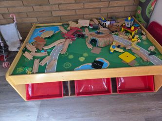 Kids Wooden Train Table with Accessories