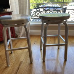 Two Metal Swivel Stools