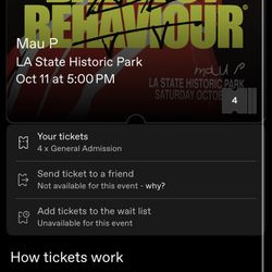 4x MauP Saturday LA Historic Park GA Tickets
