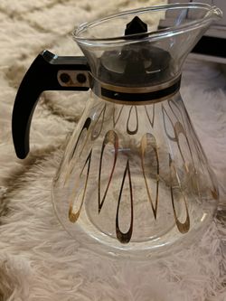 Vintage David Douglas Glass Retro Atomic Coffee Pot Carafe 22K Gold Bakelite MCM