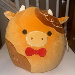 Squishmallows Jericho the Cow 11” Christmas 2024 Gingerbread Cow NEW