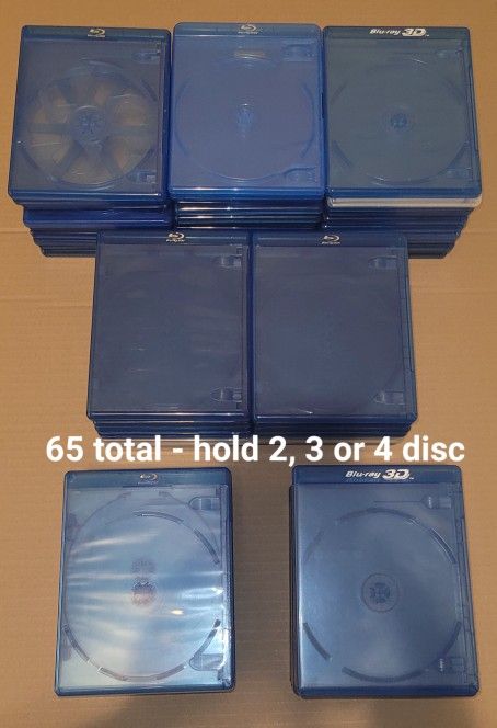 65 Blu Ray, 3D Cases 2, 3 or 4 - See Pictures
