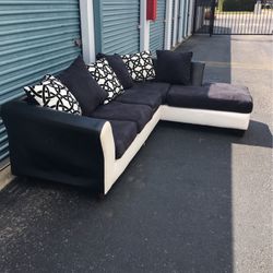 Black And White 2 Piece L Shaped Couch
