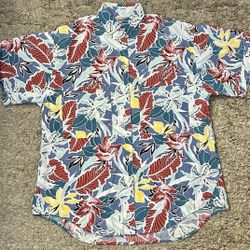 Merona Sport Women’s M Floral Short Sleeve Hawaiian Button-Down Shirt Hong Kong 