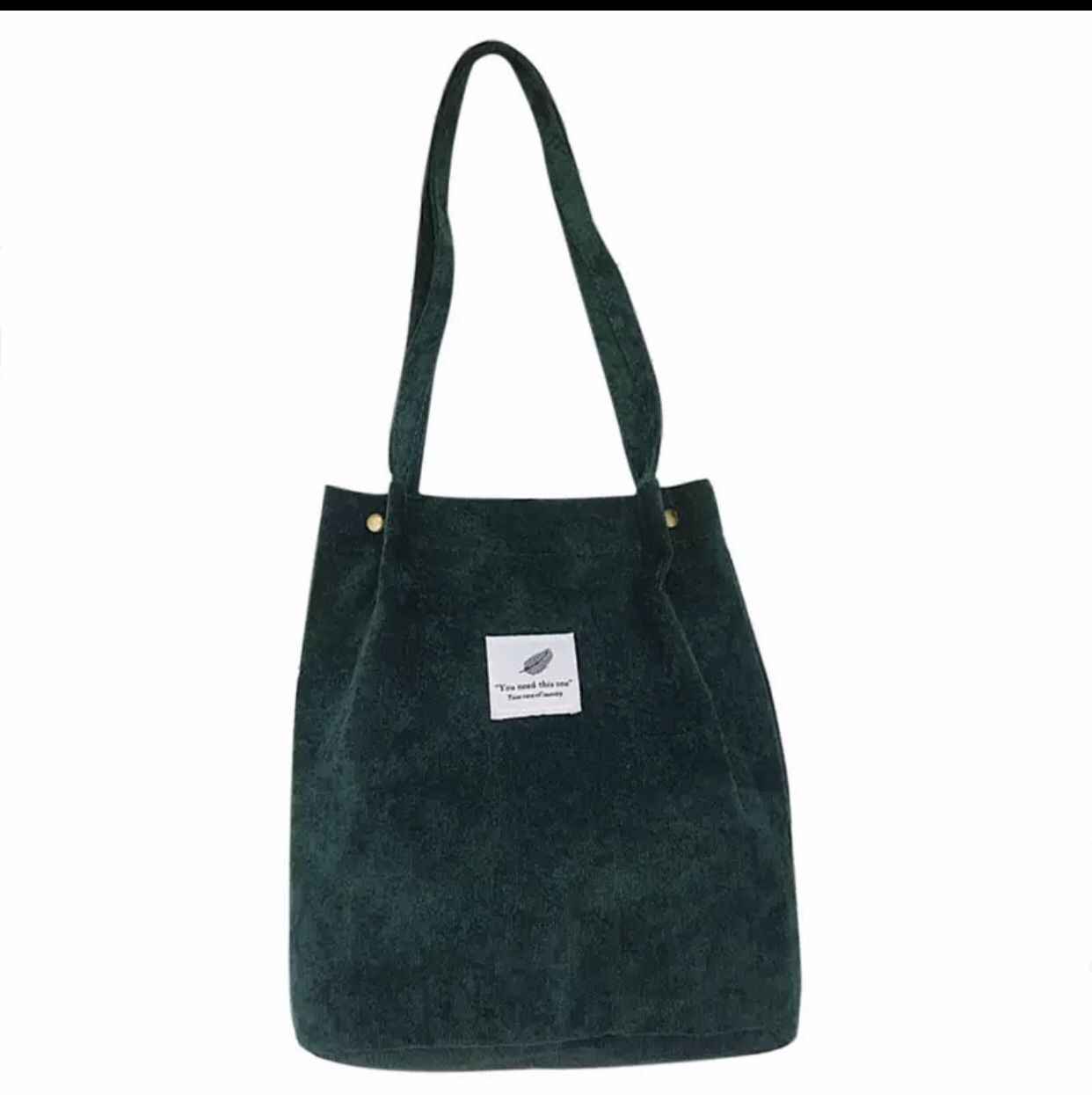 Green Women Corduroy Shoulder Bags Environmental Shopping Bag Female Casual Tote Package Large Capacity Ladies Multifunction Handbag
