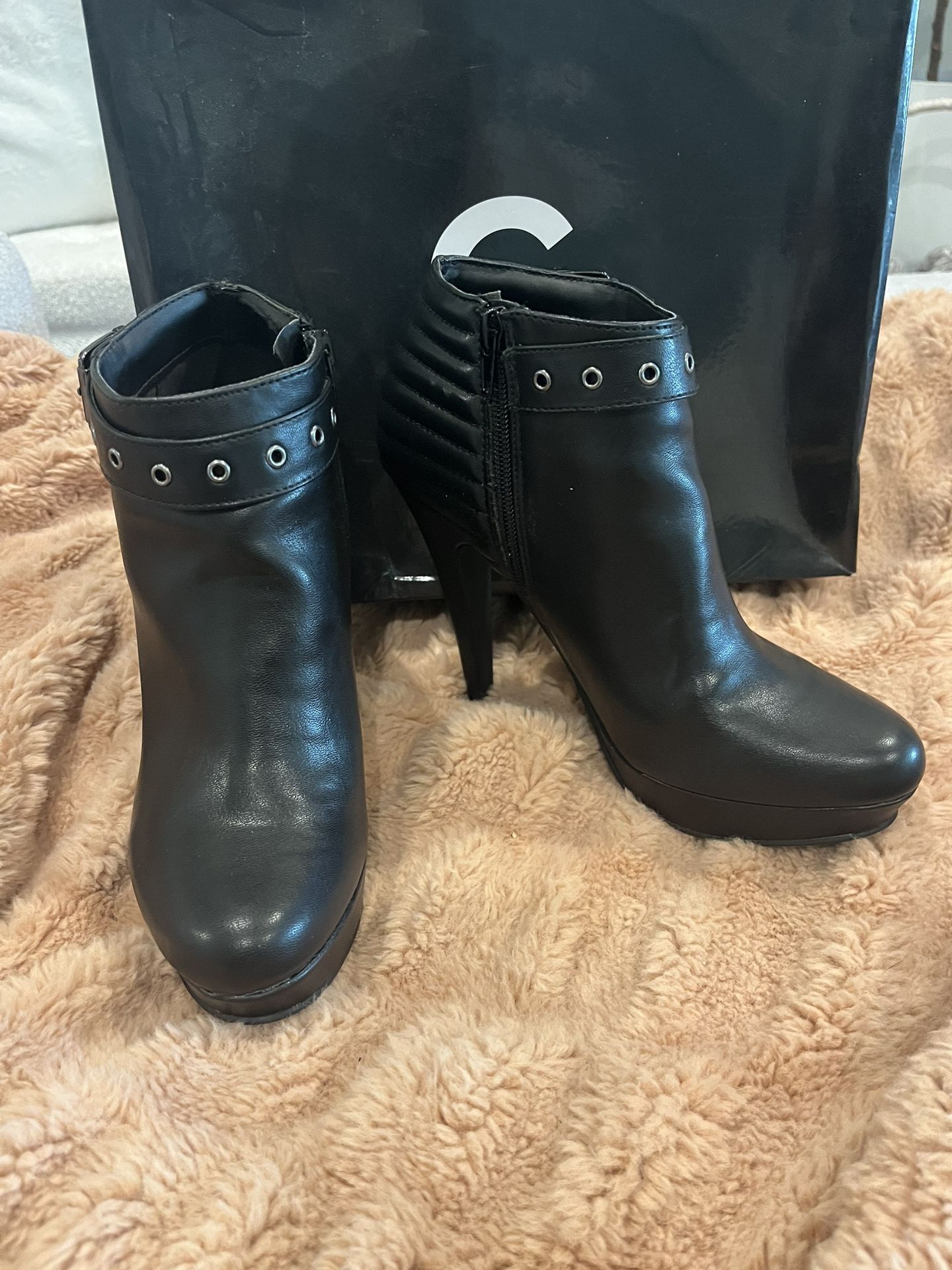 Black Leather Booties