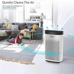 Air Purifier for Home, Office with True HEPA Filter, Air Purifier for Smokers, Allergens, Pets, Pollen, Dust, Odors, Up to 500sq/f
