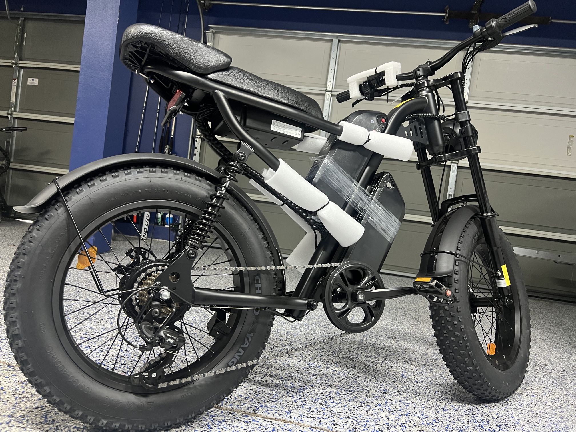 Riding Times Z8 Pro 28mph, 80-140 Mile Range With PAS , Dual Batteries, Extra Long Seat, Storage Bag , Full Suspension & 20 Inch Fat Tires.