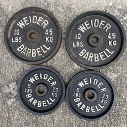 Lot of 4 VINTAGE WEIDER  Barbell Weights Plates -Standard 1" Hole 