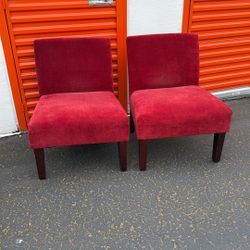 Red Velvet Accent Chairs X 2 FREE