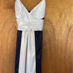 Ladies Navy Blue And Light Grey Semi Formal Dress