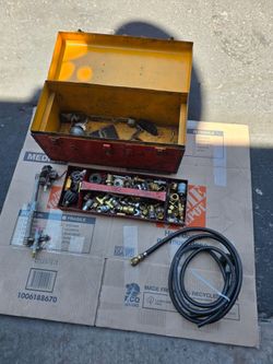 All this for $50. Red metal Tool box with instruments in it
