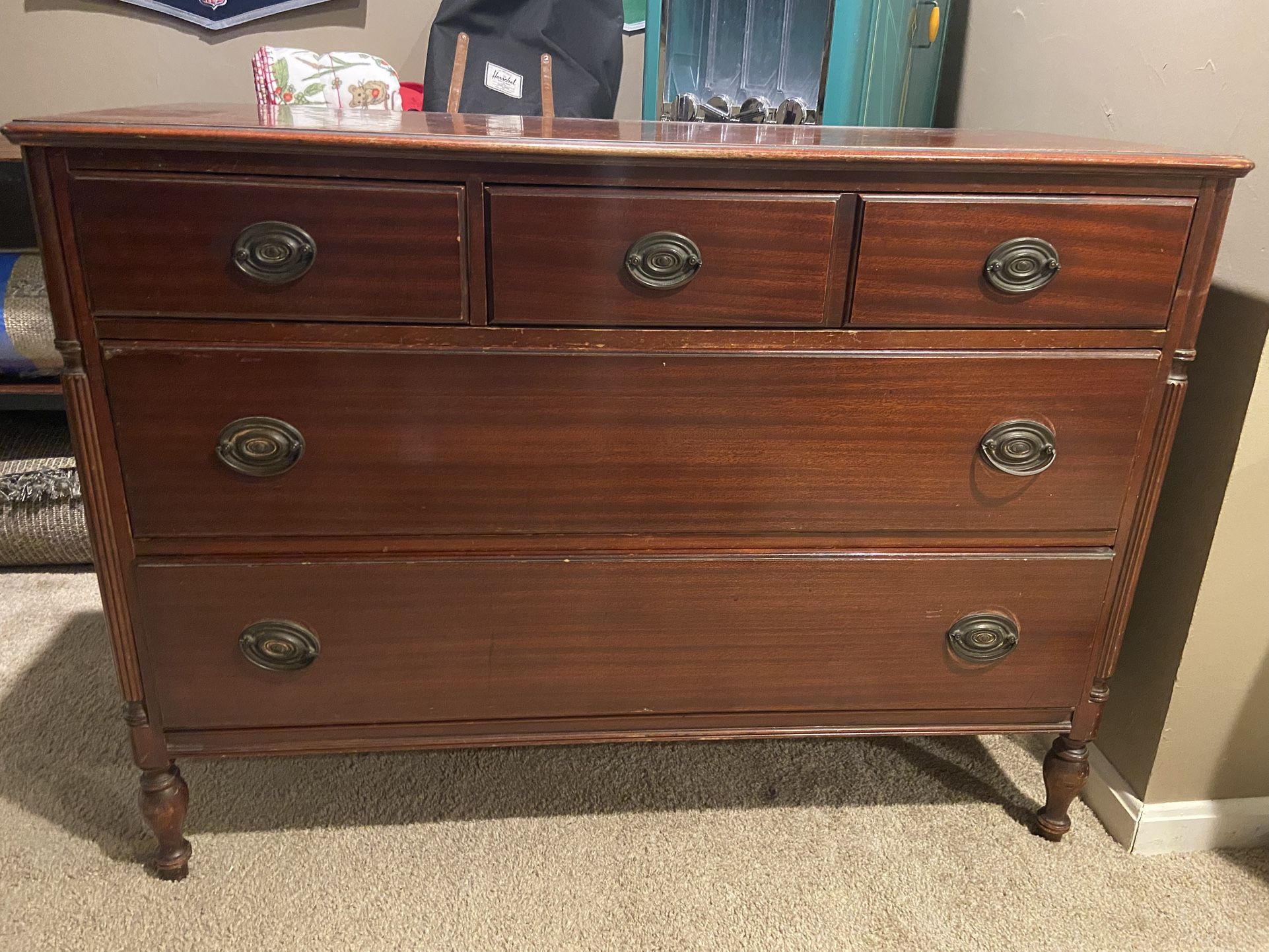 Solid wood dresser with mirror