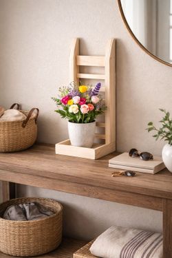 Handmade Pine Wood Planter Shelf | Rustic Farmhouse Entryway Decor Great Mother's Day Gift!