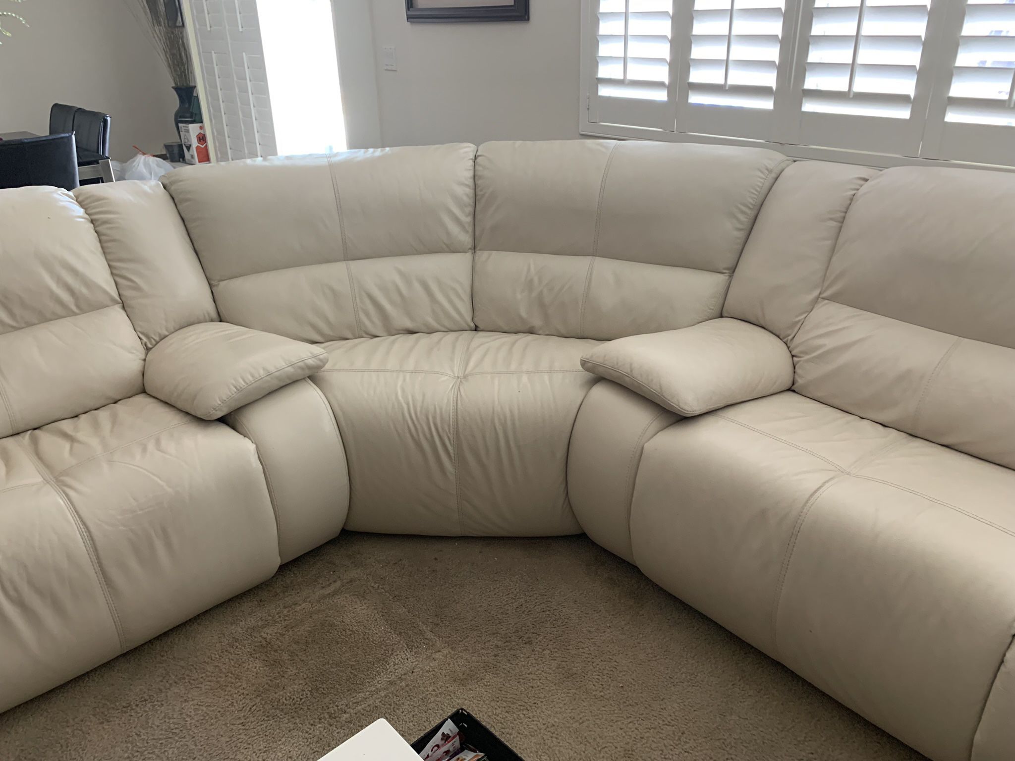 Cream Leather Couch Set