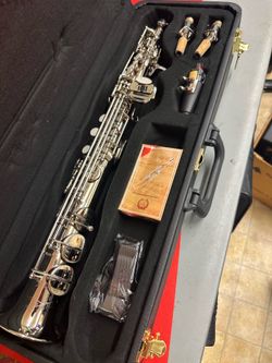 Nice Silver Straight Soprano Saxophone with New Box of Reeds $380 Firm