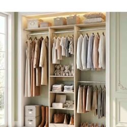 Besiost 4FT Closet Organizer – 4 Rods + 3 Shelves - NEW