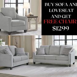 2 PC SOFA AND LOVESEAT FREE CHAIR 