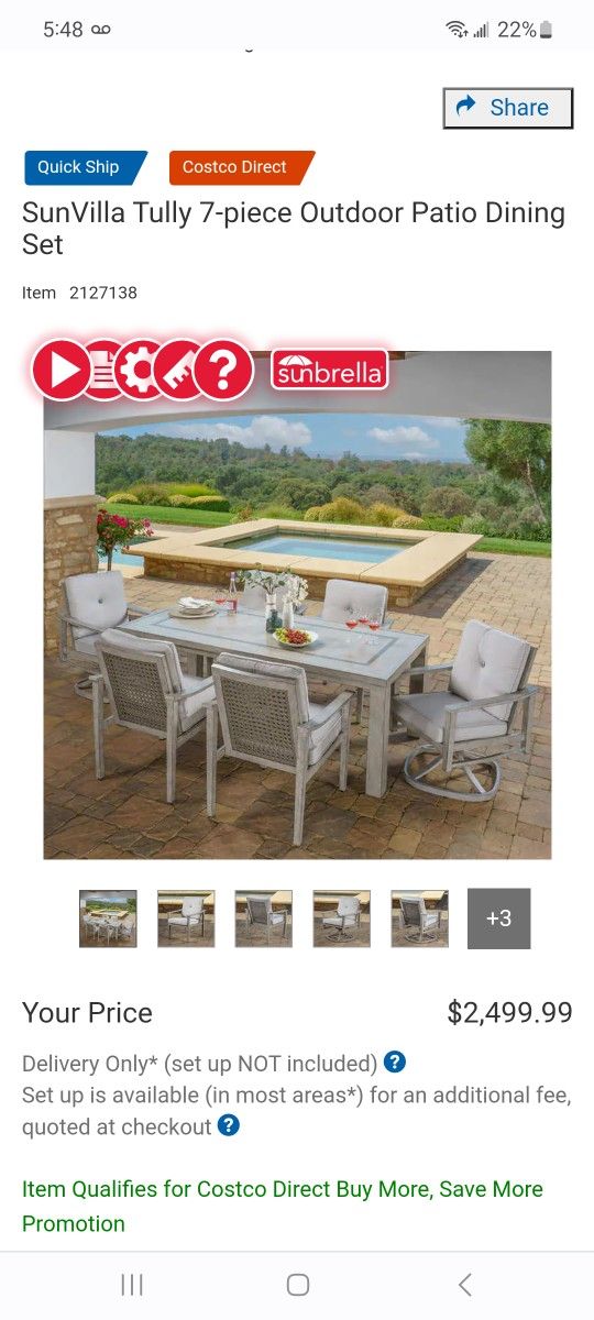 SunVilla Tully 7-piece Outdoor Patio Dining Set $2,300