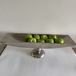 Gorgeous Chic Chrome Dining Room Table Mantle Centerpiece With Faux Green Apples 
