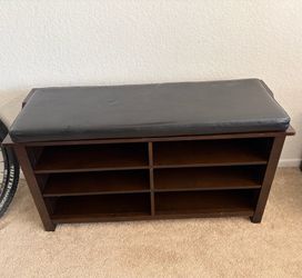 Furniture of America Jax Transitional Wood Shoe Storage Bench in Brown Cherry