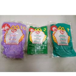 1999 McDonalds TY Teenie Beanie Babies Lot Freckles Antsy Stretchy Sealed Bags 