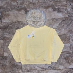 Marni SS23 Cotton Jersey Eco Fur Hood Sweatshirt Yellow Size 46 – Fits Like Medium