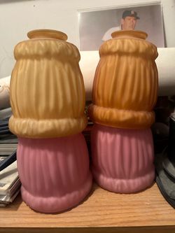 4 Antique Frosted Glass Lamp Shades Set of Two
