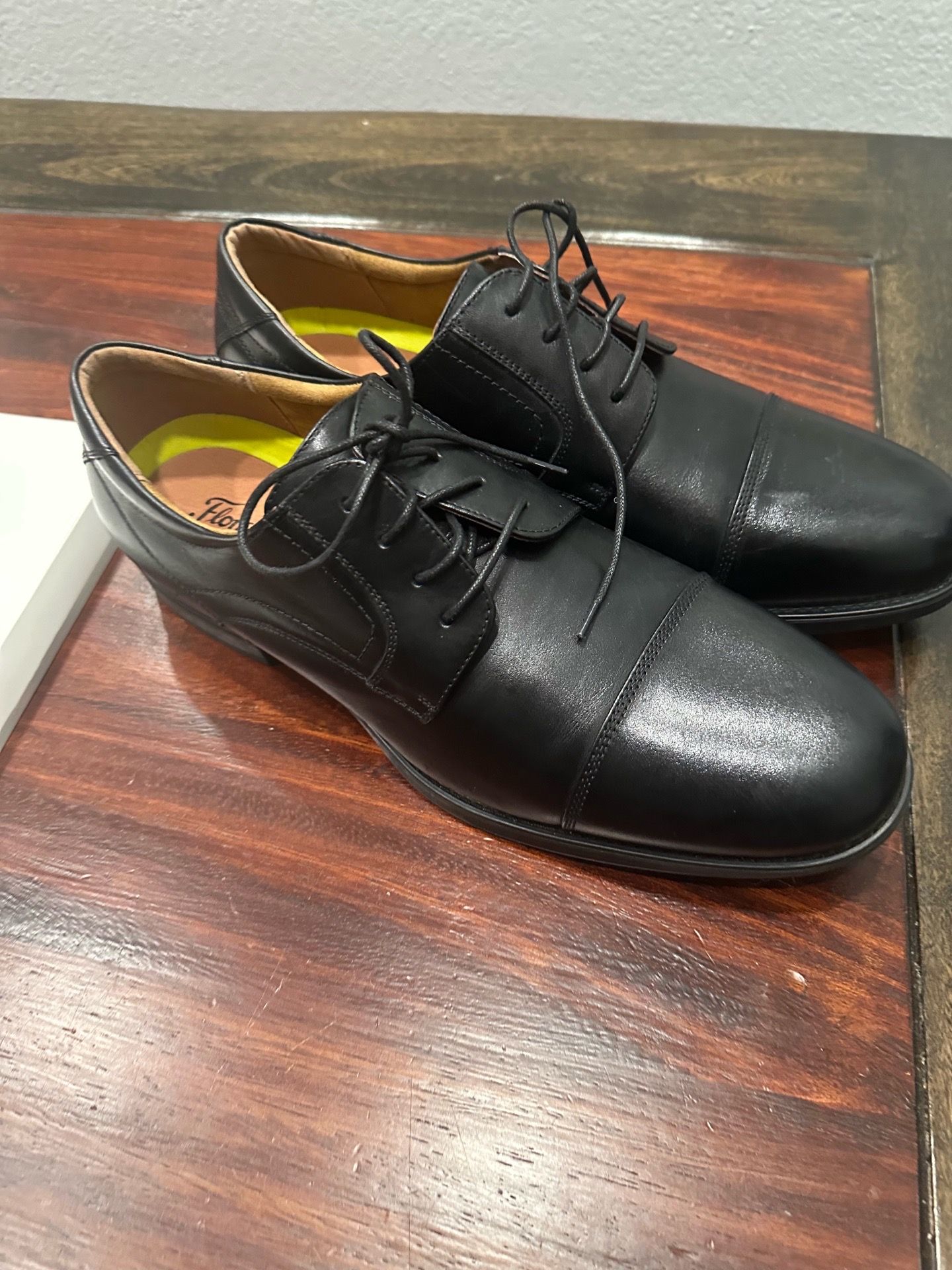 Florsheim Men's Midtown Cap Toe Oxford Cognac Leather Dress Shoes size 14- Black