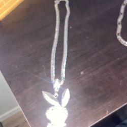Silver Chain With Play Boy Bunny 