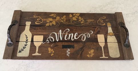 Rustic Handmade Walnut Wine Serving Tray