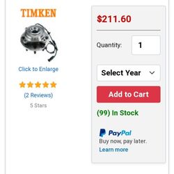 New Front Wheel Hub Assembly 2009-2010 Doge Ram 2500 4WD- Timken.