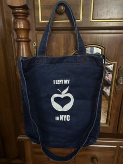I Left my Heart/Apple in NYC Denim Tote Bag