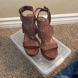 Lucky Brand Brown High Wedge Sandal, Size 9