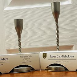Studio McGee Threshold Silver Taper Candle Holders – 4 Total