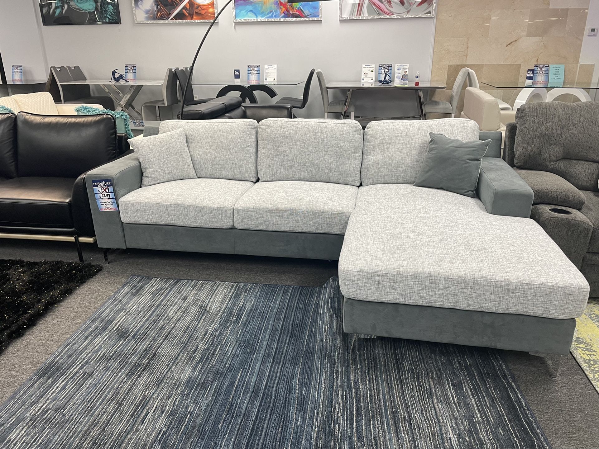 Modern Two Tone Sofa Chaise On Huge Blowout Sale