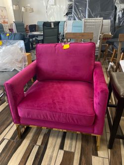 Pink Velvet Accent Chair with Gold Legs