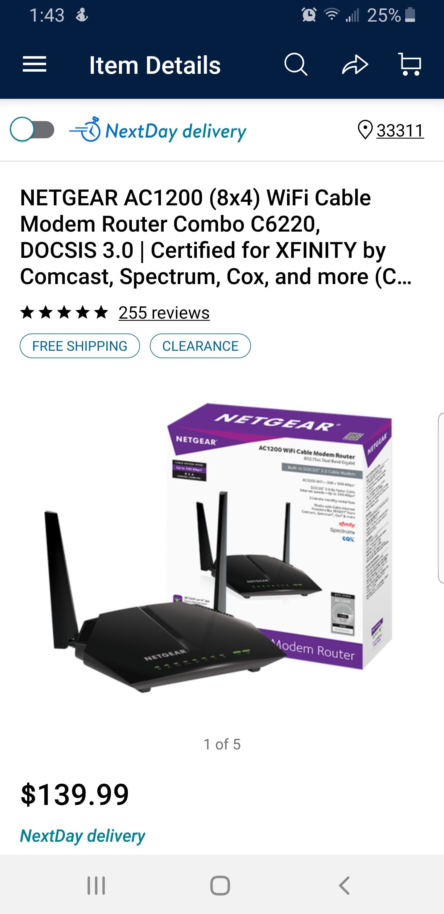 Netgear AC1200 Modem Router