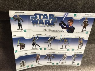 Star Wars Clone Wars Boston Globe Trading Card Sheet