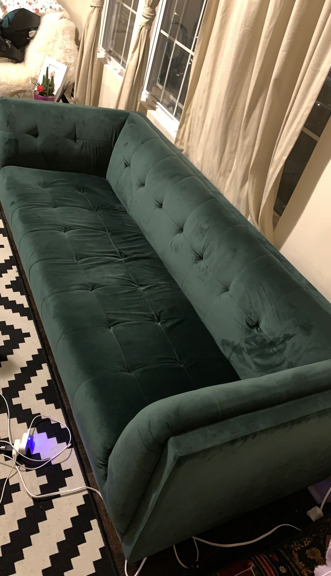 Emerald green Conrad velvet sofa