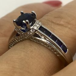 Blue Sapphire Wedding Ring Size 8