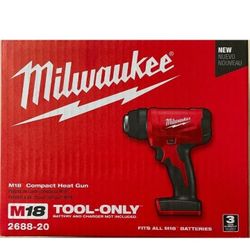 Milwaukee 2688-20 M18 18-Volt Lithium-Ion Cordless Compact Heat Gun (Tool-Only), NEW