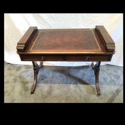 Antique Leather Top Mahogany Writing Table