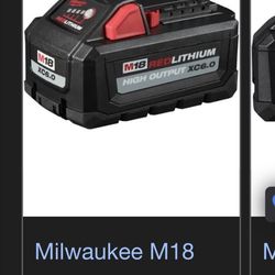 Milwaukee M 18 Red Lithium High Output Batteries