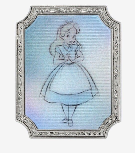 Disney Alice In Wonderland Lenticular 3-D Sketch Enamel Metal Pin