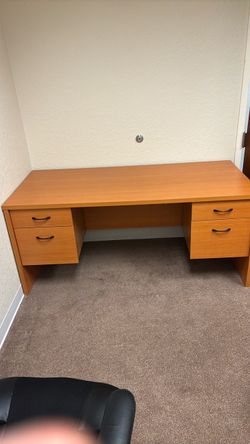 Wood Office Desk with Drawers