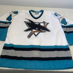 Authentic Ccm San Jose Sharks Jersey White Clean Mens 52 #44 Mic Sewn 90s NHL