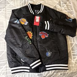 Men’s Black NBA Team Patch Bomber Jacket