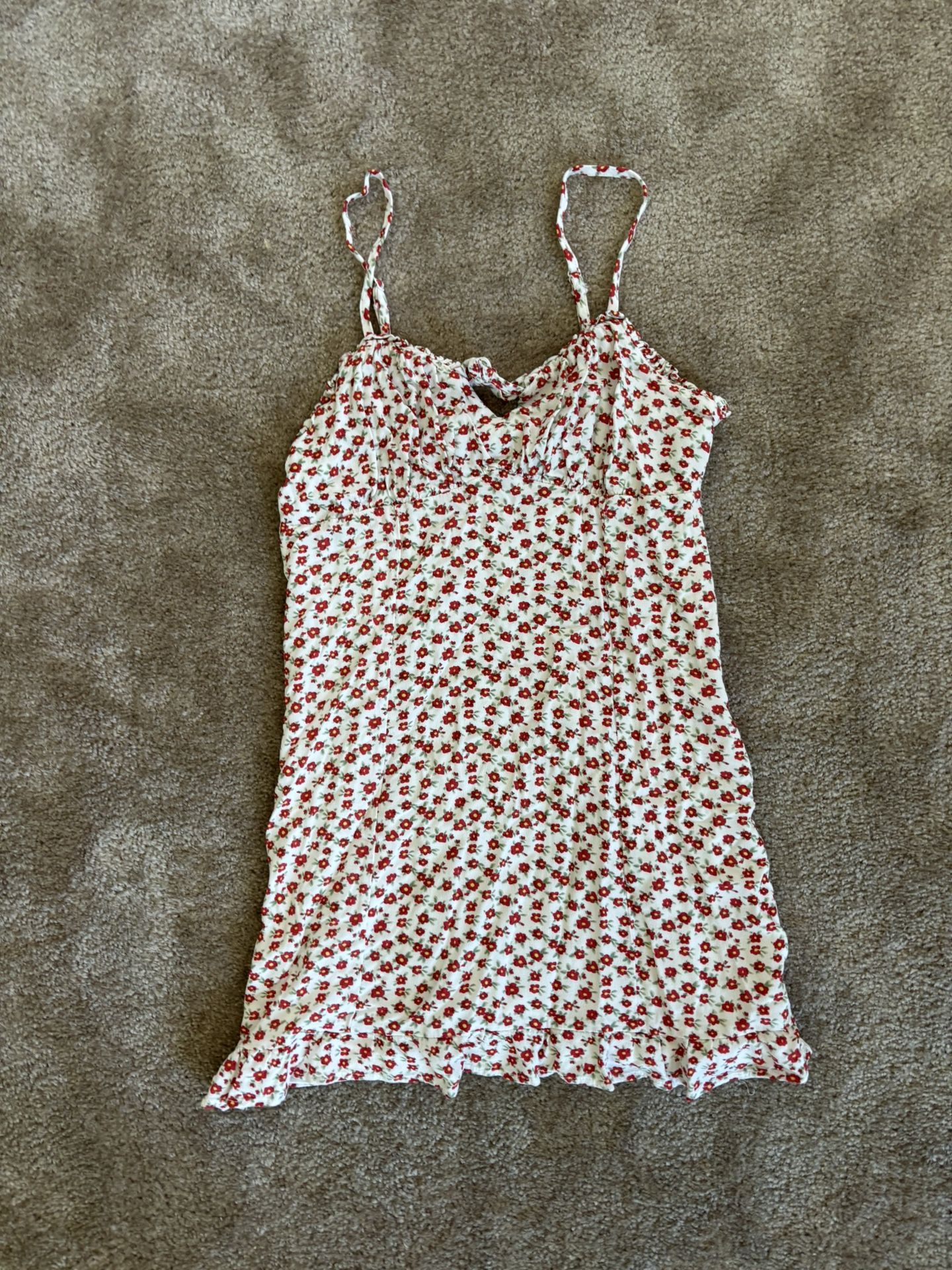 Medium Cute Mini Dress Red & White Floral