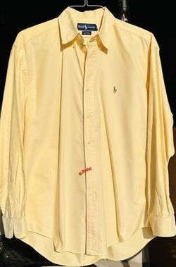 Excellent Ralph Lauren Blake Dress Shirt Men Size M 100% Cotton Long Sleeves 